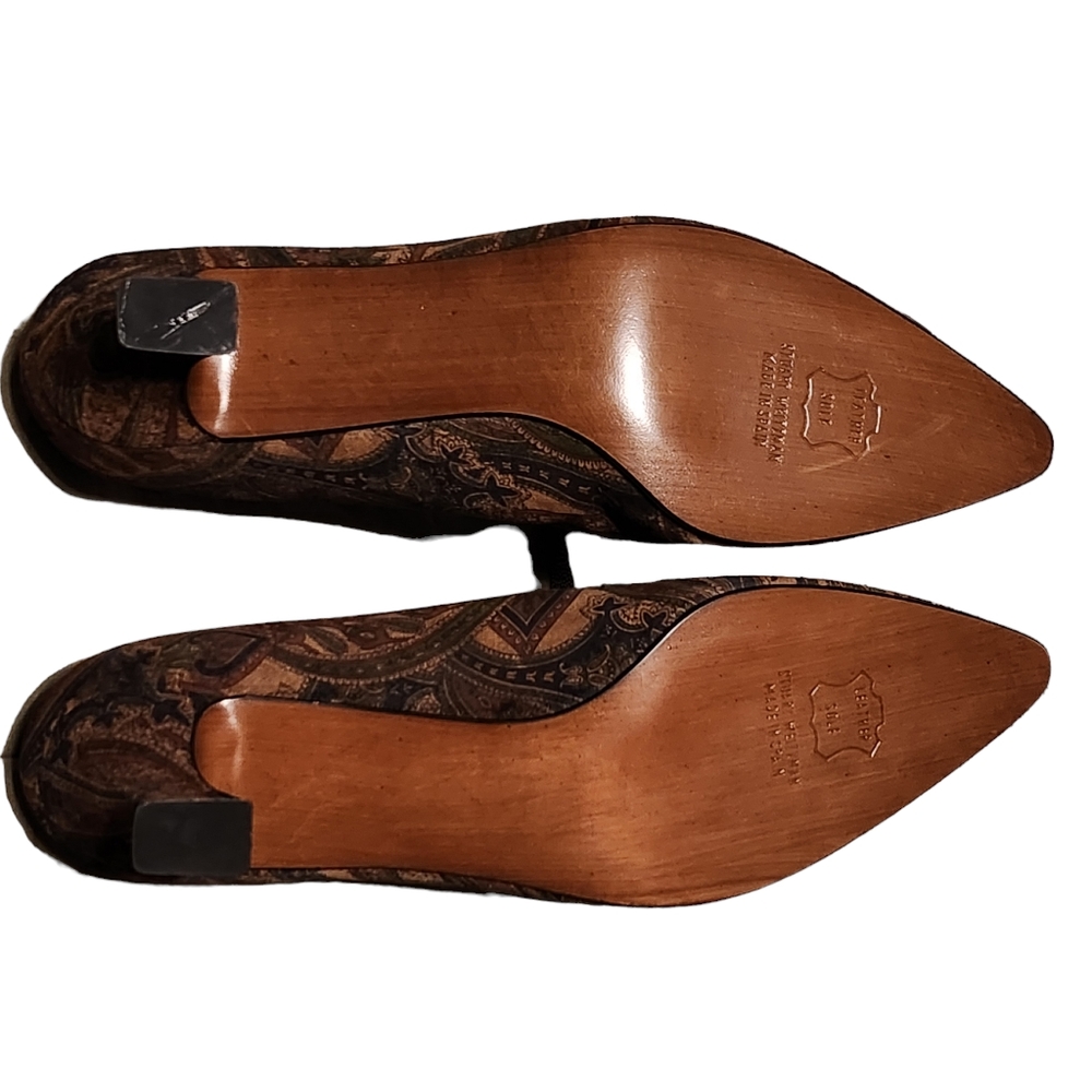 Vintage Stuart Weitzman Women's Paisley Suede Leather Heels w/Box Size 8.5B - Picture 10 of 11